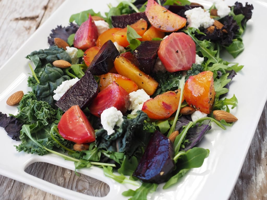 A salad of beetroot and greens