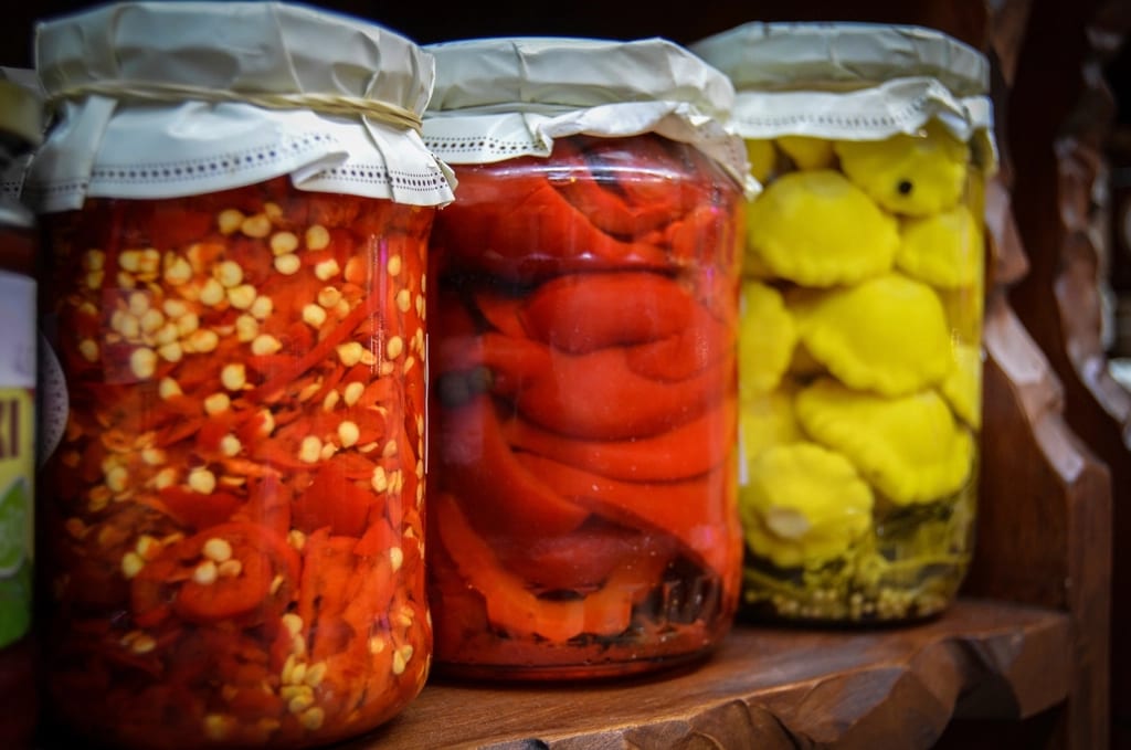 Jars of fermented vegetables
