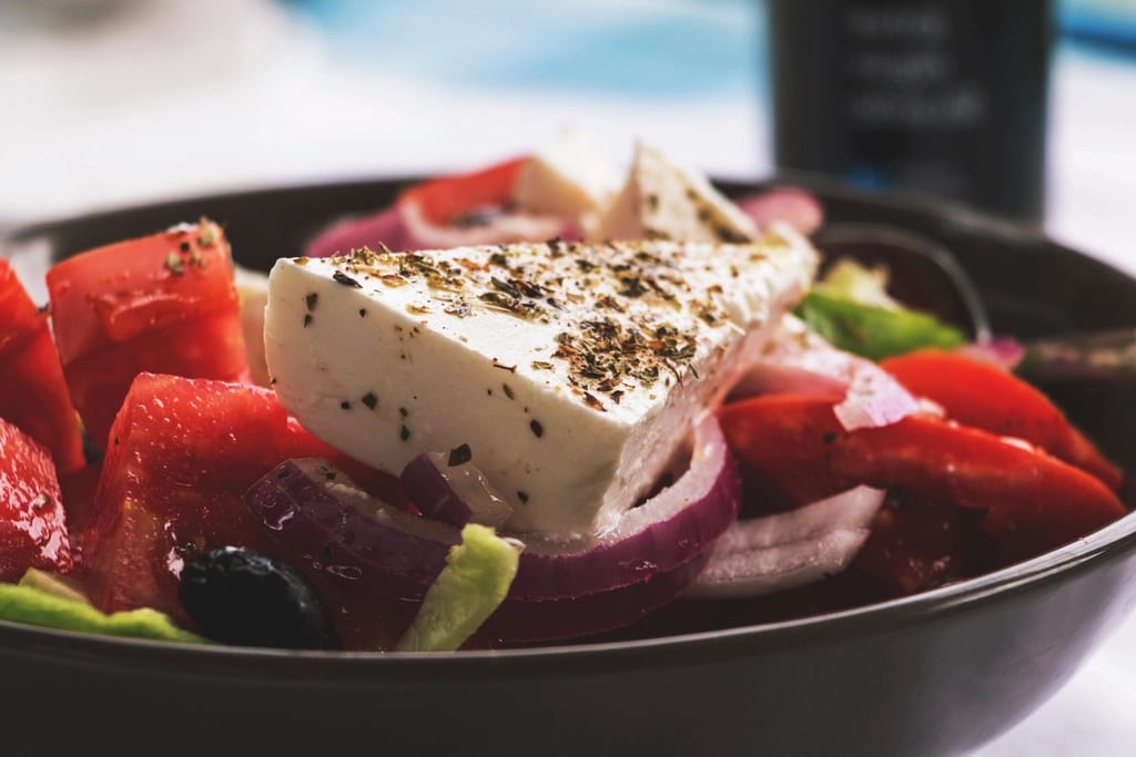 Greek salad with feta and tomatoes
