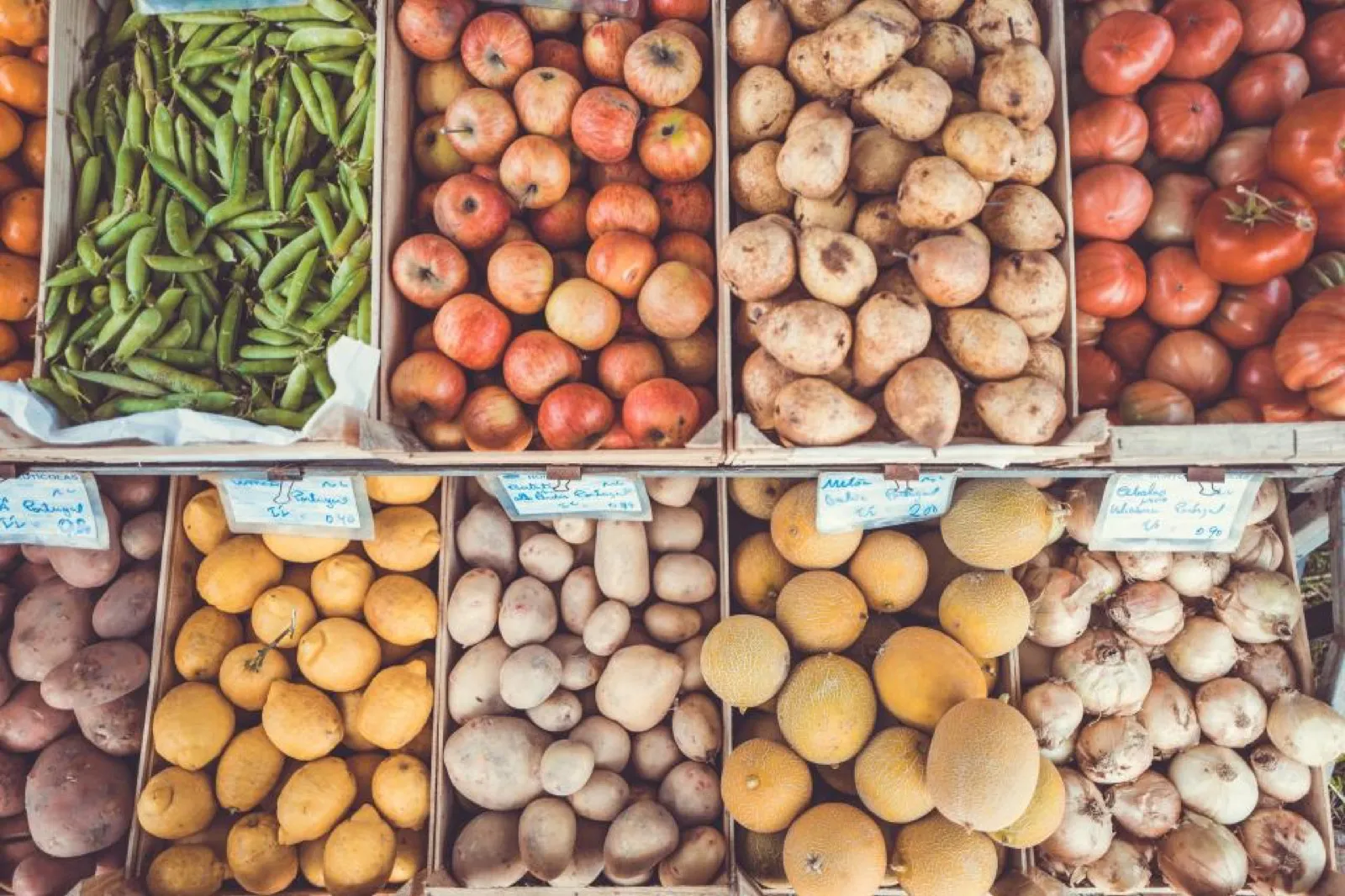 Fresh vegetables at a market stall